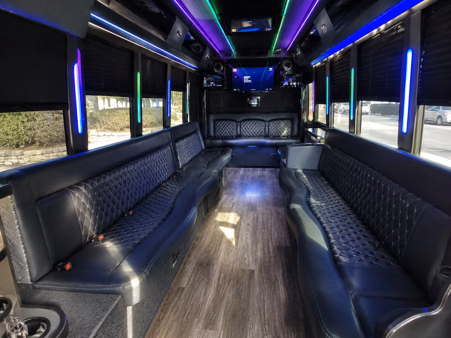 danville 15 passenger party bus interior