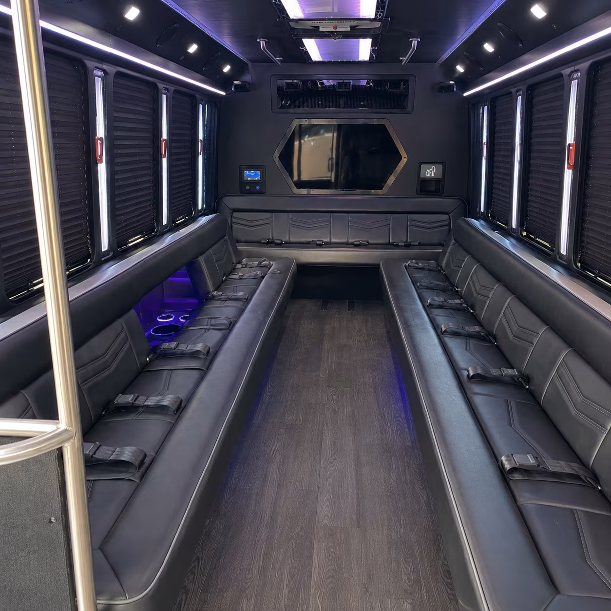 danville 18 passenger party bus interior