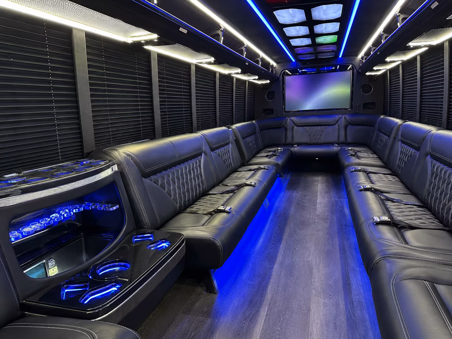 danville 20 passenger party bus inside