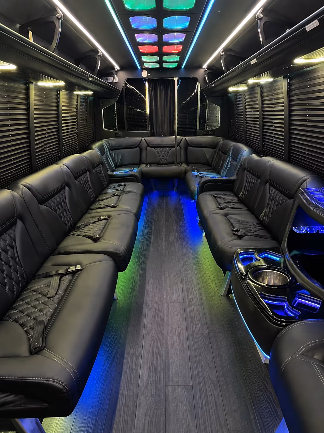 danville 20 passenger party bus interior