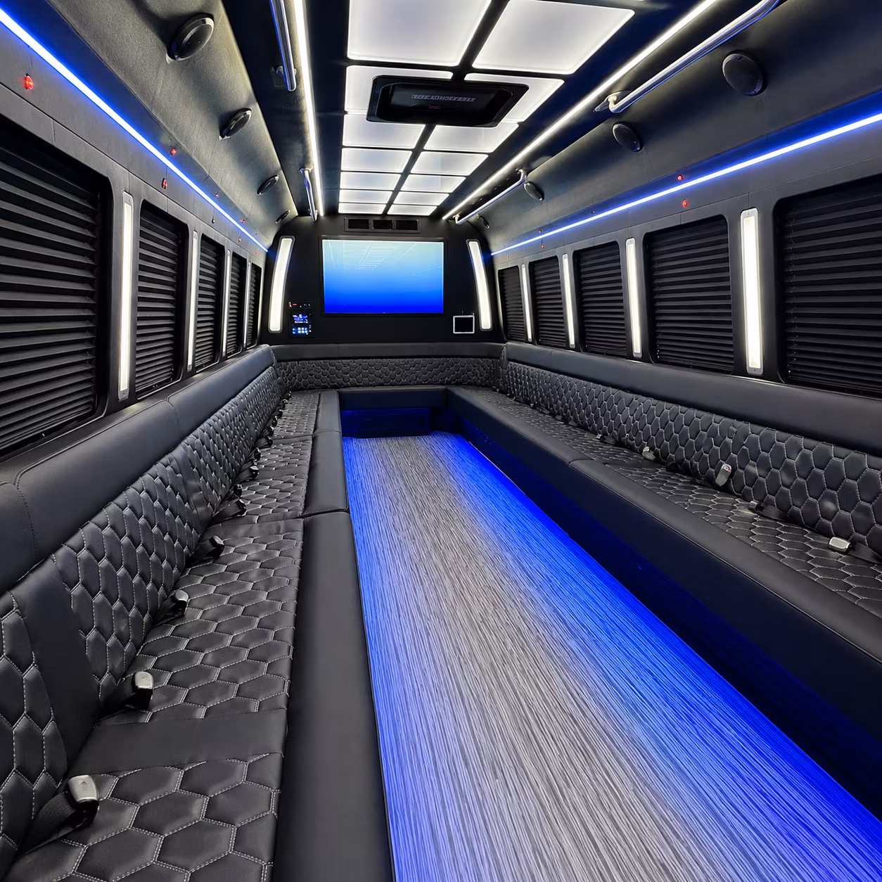 danville 50 passenger party bus inside