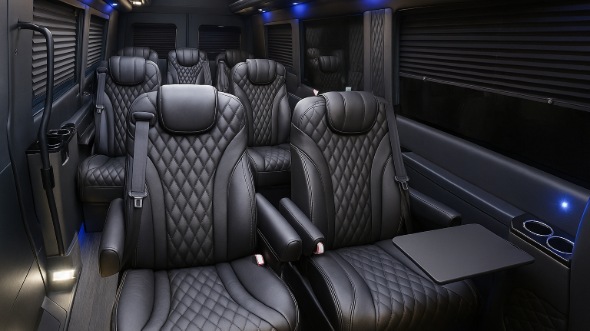 Interior of Charter Bus Company Dublin's Sprinter Van Rental With Driver in Dublin